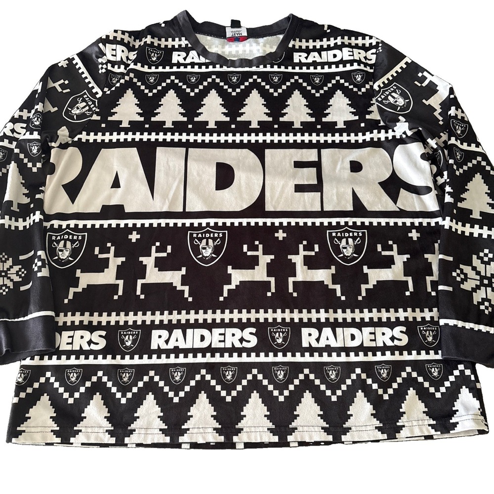 Las Vegas Raiders Shirt size XL Black NFL Football Ugly Christmas Party polyeste